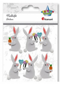 Naklejki filcowe 3D zajączki białe 27x50 mm 6szt