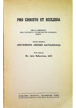 Pro christo et ecclesia