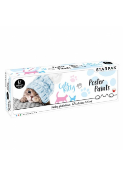 Farby plakatowe 12 kolorów 20ml Kotki