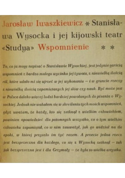 Stanisława Wysocka i jej kijowski teatr "Studya" : wspomnienie