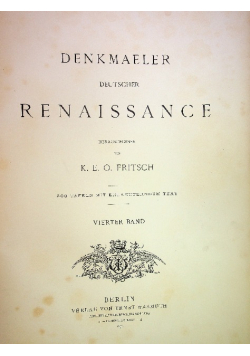 Denkmaeler Deutscher Renaissance 1981R