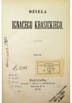Dzieła Ignacego Krasickiego tom III 1878 r.