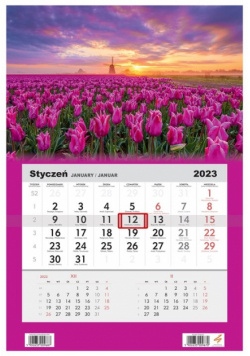 Kalendarz 2023 Jednodzielny Kwiaty Tulipany
