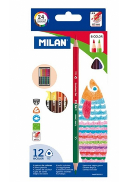 Kredki trókątne Bicolor 24 kolory MILAN