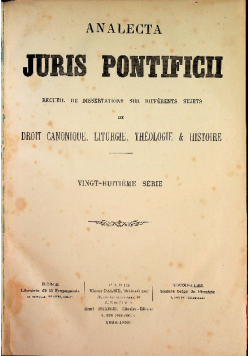 Analecta Juris Pontificii tom XXVII 1889 r.