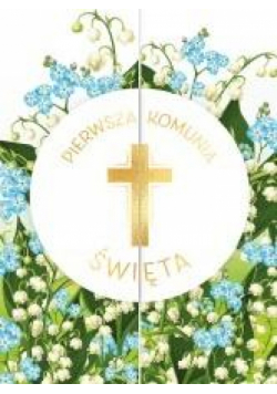 Karnet Komunia rozkładany Krzyż
