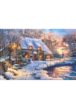 Puzzlowa kartka pocztowa Winter Cottage