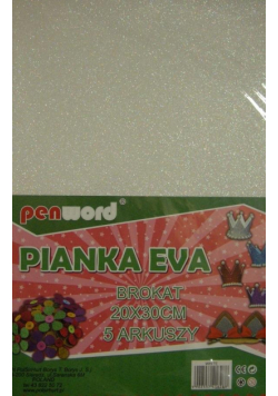 Pianka brokatowa biała 20x30cm 5szt