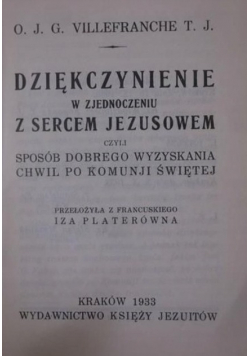 Dziękczynienie w zjednoczeniu z Sercem Jezusowym 1933 r.