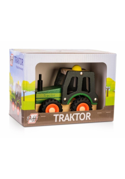 Drewniane auto z oponami - traktor