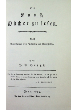 Die kunst Bucher zu lesen reprint z 1799 r.