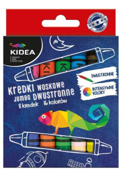 Kredki woskowe dwustronne jumbo 8 sztuk KIDEA