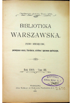 Biblioteka Warszawska Tom III 1909 r.