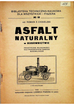 Asfalt Naturalny w Budownictwie 1922 r.
