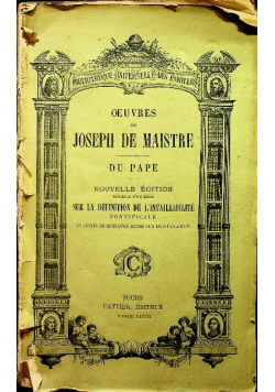 Oeuvres de Joseph de Maistre du pape 1882 r.