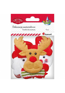 Materiałowe głowy Mikołaja, renifera, bałwanków