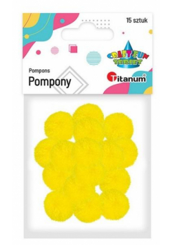 Pompony poliestrowe 18mm żółte intensywne 15szt