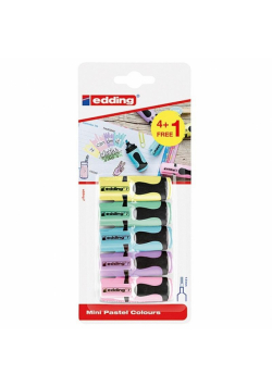 Mini zakreślacz e-7 pastelowe 5 kolorów