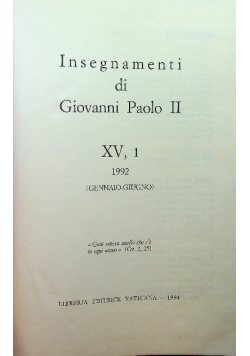 Insegnamenti Di Giovanni Paolo II Tom XV część 1 1992