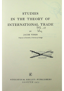 Studies in the theory of international trade