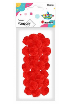 Pompony poliestrowe 25mm czerwone 30szt