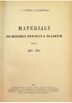 Materjały do historji powstań górnośląskich Tom 1 1925 r.