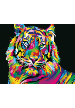 Malowanie po numerach - Tygrys kolorowy 40x50cm