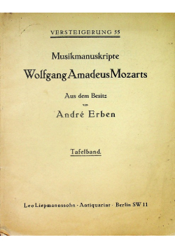 Musikmanuskripte Wolfgang Amadeus Mozarts 1929 r.