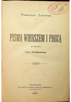 Pisma wierszem i prozą 1896 r.