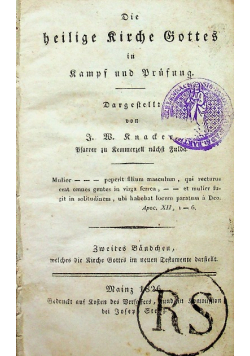 Die heilige Kirche Gottes in Kampf und Prufung Zweites Bandchen 1826 r.