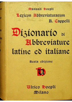 Dizionario Di Abbreviature Latine Ed Italiane