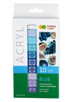 Farby akrylowe 12ml 10 kol niebieski HAPPY COLOR