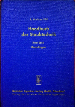 Handbuch der Staubtechnik Erster Band