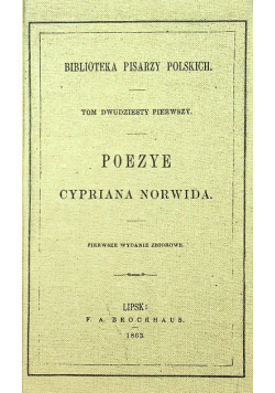 Poezye Cypriana Norwida reprint z 1863 r.