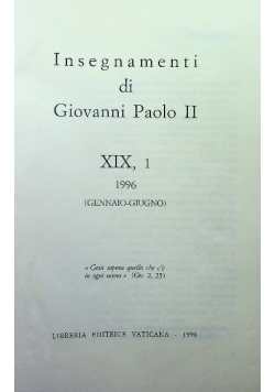 Insegnamenti di Giovanni Paolo II Tom XIX Część I