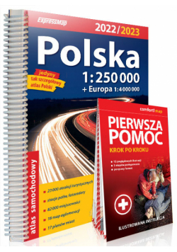 Polska atlas samochodowy + instrukcja pierwszej pomocy 1:250 000