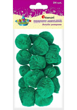 Pompony akrylowe zielone 24szt.