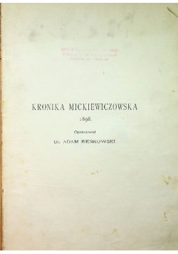 Kronika Mickiewiczowska 1899 r.
