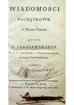 Wiadomości początkowe w nauce prawa 1817 r.