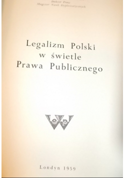Legalizm Polski w świetle Prawa Publicznego