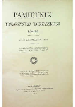 Pamiętnik towarzystwa tatrzańskiego rok 1912 1912 r.