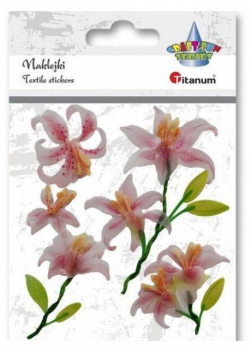 Naklejki foliowo-papier. 3D liliie biało-róż. 6szt