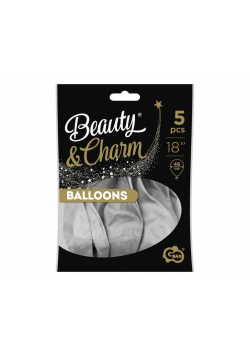 Balony Beauty&Charm platynowe srebrne 46cm 5szt