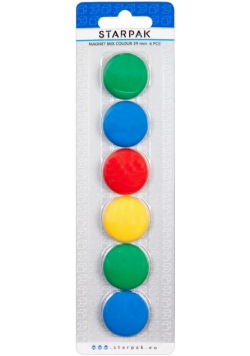 Magnes mix kolorów śr. 29 mm 6el