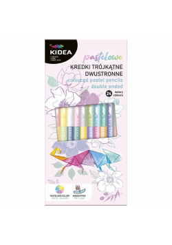 Kredki trójkątne dwustr. pastel 24 kolory KIDEA