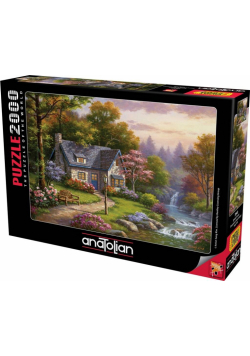 Puzzle 2000 Chatka z wodospadem w tle
