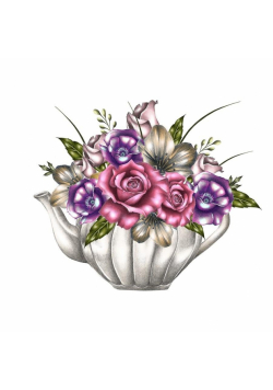 Karnet Swarovski kwadrat CL0329 Kwiaty w imbryku