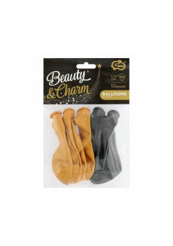 Balony Beauty&Charm metaliki złote i czarne 10szt