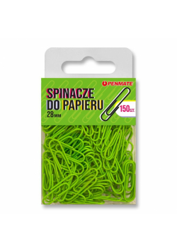 Spinacze do papieru 28mm żółtozielone