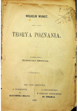 Teorya poznania 1889 r.